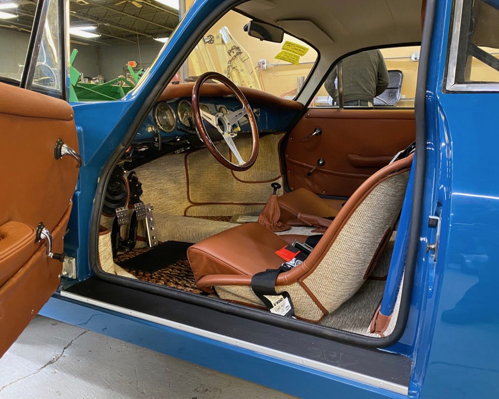blue coupe interior